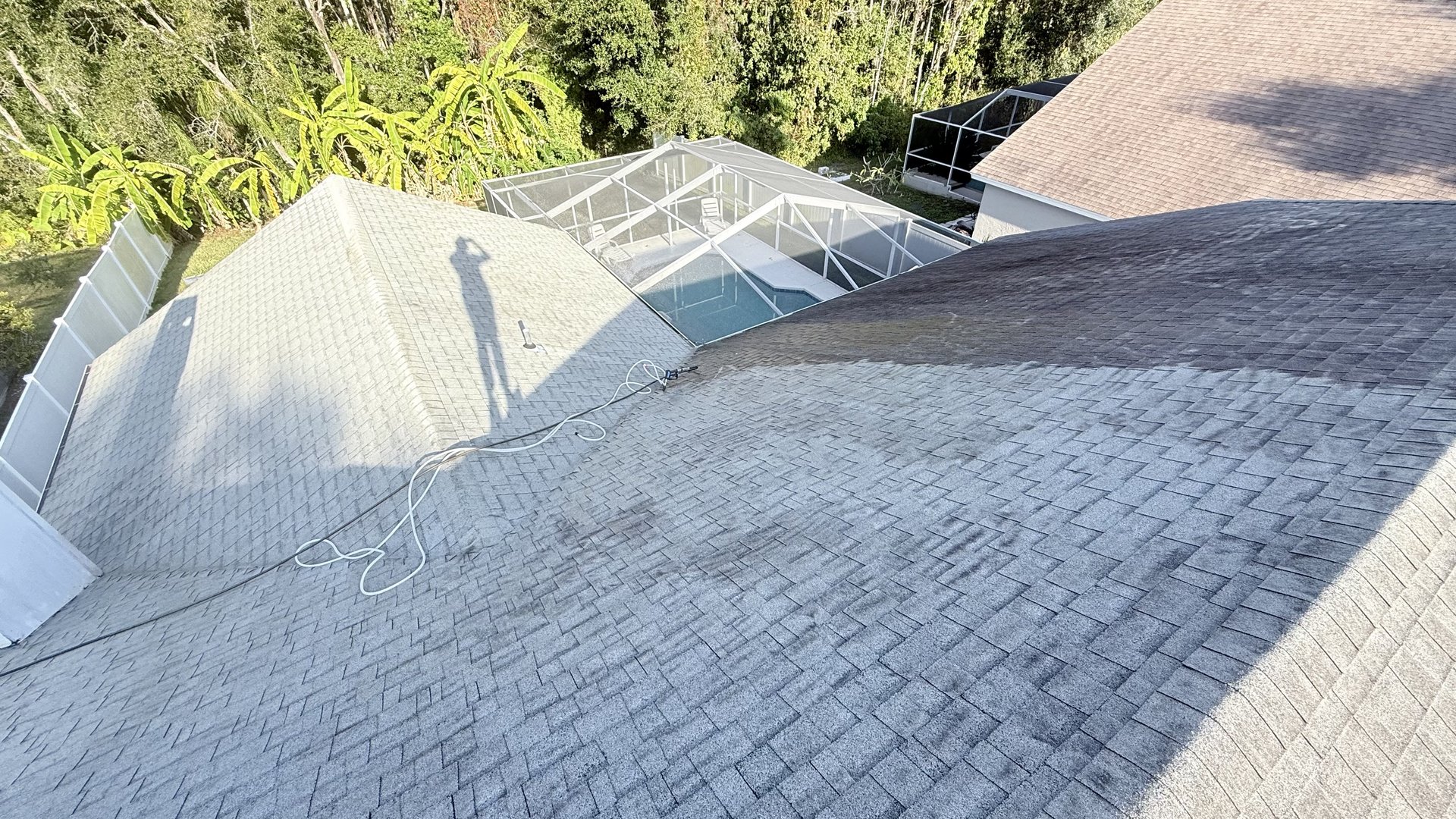 Clean roof fully restored after soft washing